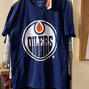 Joe Fresh Blue Oilers Logo T-Shirt Size Medium